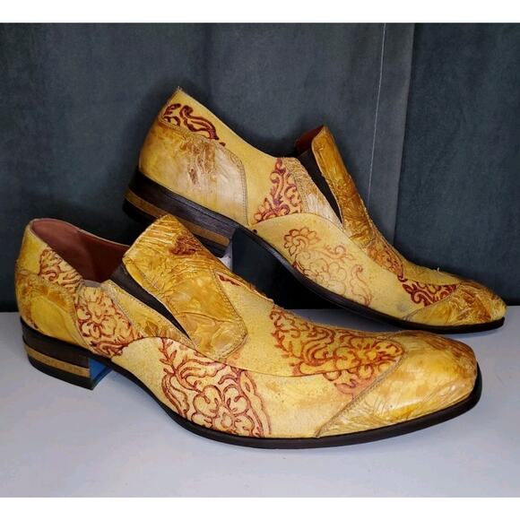 Jo Ghost Italian Yellow Crocodile Leather Loafers Vero Cuoio Shoes EU45 US 12.5 - Picture 2 of 16